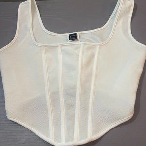White Square Neck Hanky Hem Tank Top